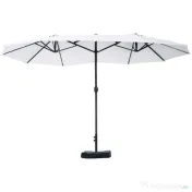 Outsunny Umbrelă Dublă cu 12 Spițe, Bază în Cruce și Manivelă, din Oțel și Poliester, 455x265x238 cm, Bej | Aosom Romania 