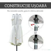 Outsunny Umbrelă Dublă cu 12 Spițe, Bază în Cruce și Manivelă, din Oțel și Poliester, 455x265x238 cm, Bej | Aosom Romania 