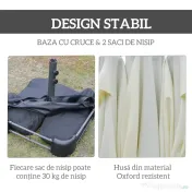 Outsunny Umbrelă Dublă cu 12 Spițe, Bază în Cruce și Manivelă, din Oțel și Poliester, 455x265x238 cm, Bej | Aosom Romania 