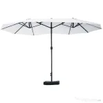 Outsunny Umbrelă Dublă cu 12 Spițe, Bază în Cruce și Manivelă, din Oțel și Poliester, 455x265x238 cm, Bej