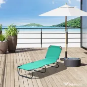 Sezlong pentru Plaja, Spatar Rabatabil, Outsunny, Otel si Tesatura Oxford, Gri | Aosom Romania 