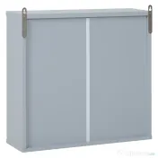 Dulapior de Baie de Perete cu Usa Dubla din Sticla cu Raft Reglabil, Gri,48x14.5x45cm HOMCOM | Aosom Romania