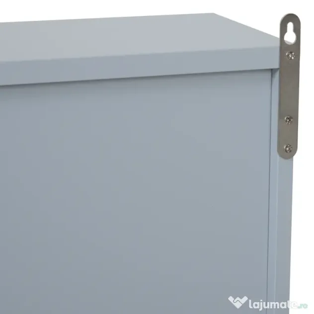 HOMCOM Dulăpior Suspendat de Baie cu Uși Duble din Sticlă și Raft Reglabil, 48x14.5x45cm, Gri