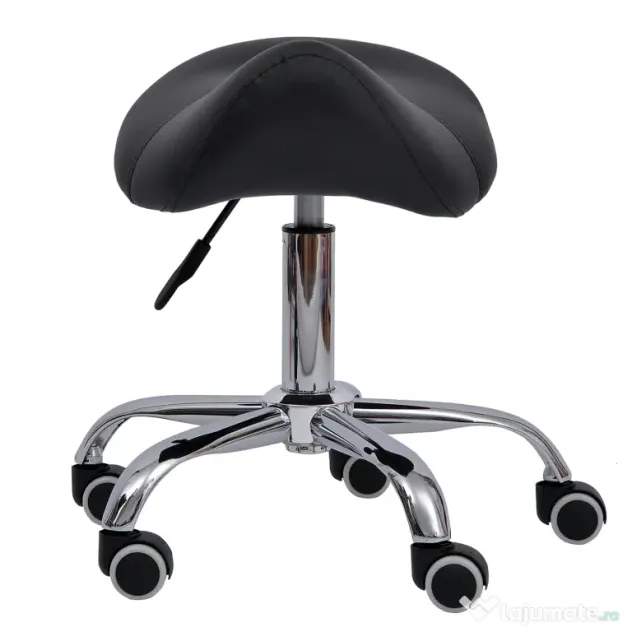 HOMCOM Scaun Ergonomic pentru Coafură, Reglabil, Tip Șa, Confort Superior, Negru | Aosom Romania