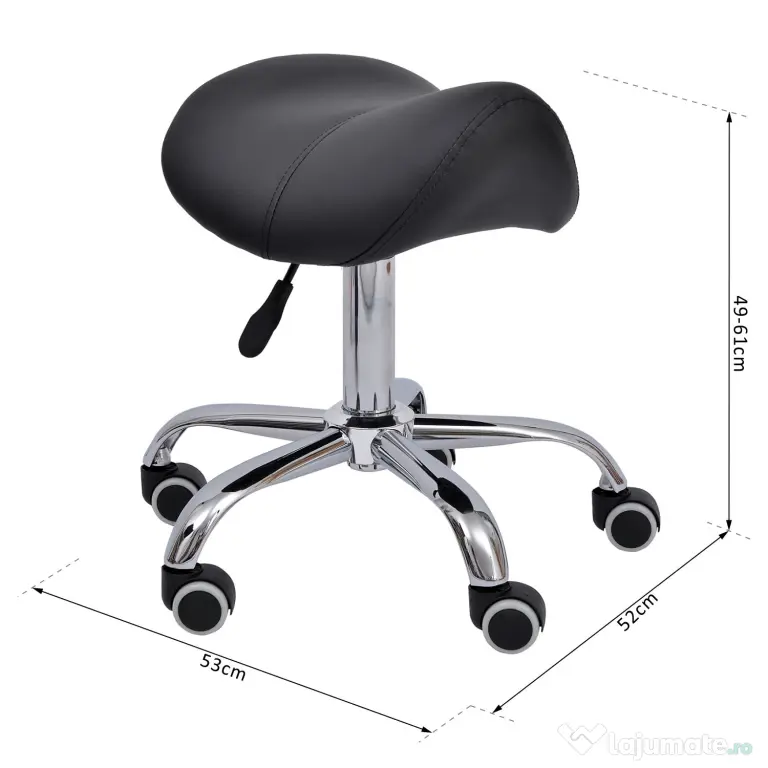 HOMCOM Scaun Ergonomic pentru Coafură, Reglabil, Tip Șa, Confort Superior, Negru | Aosom Romania