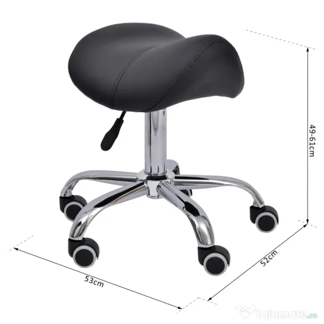 HOMCOM Scaun Ergonomic pentru Coafură, Reglabil, Tip Șa, Confort Superior, Negru | Aosom Romania