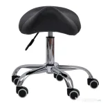 HOMCOM Scaun Taburet Rotativ cu Șa, Roți și Înălțime Reglabilă pentru Estetiști și Tatuatori, 52 x 53 x 49-61 cm, Negru