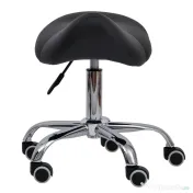 HOMCOM Scaun Taburet Rotativ cu Șa, Roți și Înălțime Reglabilă pentru Estetiști și Tatuatori, 52 x 53 x 49-61 cm, Negru 