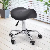 HOMCOM Scaun Taburet Rotativ cu Șa, Roți și Înălțime Reglabilă pentru Estetiști și Tatuatori, 52 x 53 x 49-61 cm, Negru 
