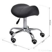 HOMCOM Scaun Taburet Rotativ cu Șa, Roți și Înălțime Reglabilă pentru Estetiști și Tatuatori, 52 x 53 x 49-61 cm, Negru 