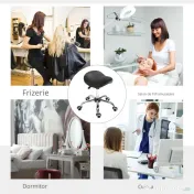 HOMCOM Scaun Taburet Rotativ cu Șa, Roți și Înălțime Reglabilă pentru Estetiști și Tatuatori, 52 x 53 x 49-61 cm, Negru 