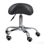 HOMCOM Scaun Taburet Rotativ cu Șa, Roți și Înălțime Reglabilă pentru Estetiști și Tatuatori, 52 x 53 x 49-61 cm, Negru 