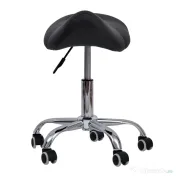 HOMCOM Scaun Taburet Rotativ cu Șa, Roți și Înălțime Reglabilă pentru Estetiști și Tatuatori, 52 x 53 x 49-61 cm, Negru 