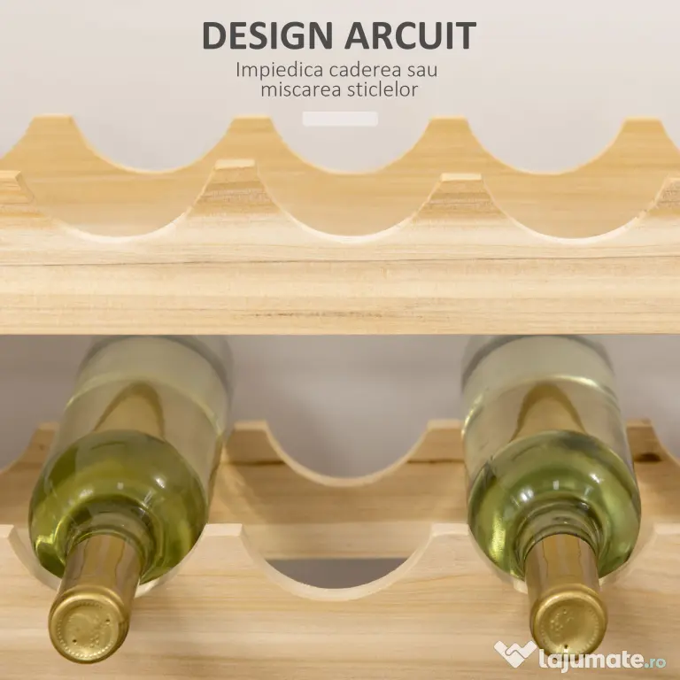 HOMCOM Raft pentru Sticle din Lemn de Brad cu 6 Rafturi pentru 72 de Sticle, 114x28x85 cm, Lemn Natural | Aosom Romania