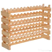 HOMCOM Raft pentru Sticle din Lemn de Brad cu 6 Rafturi pentru 72 de Sticle, 114x28x85 cm, Lemn Natural 