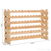 HOMCOM Raft pentru Sticle din Lemn de Brad cu 6 Rafturi pentru 72 de Sticle, 114x28x85 cm, Lemn Natural 