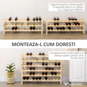 HOMCOM Raft pentru Sticle din Lemn de Brad cu 6 Rafturi pentru 72 de Sticle, 114x28x85 cm, Lemn Natural 