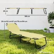 Outsunny Sezlong Pliabil pentru Gradina cu Spatar Ajustabil 5 Pozitii din Otel si Tesatura Oxford 188x56x28 cm Bej | Aosom Romania 