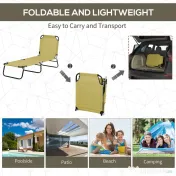 Outsunny Sezlong Pliabil pentru Gradina cu Spatar Ajustabil 5 Pozitii din Otel si Tesatura Oxford 188x56x28 cm Bej | Aosom Romania 