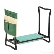Outsunny Bancă de grădină 2 în 1 cu protecție pentru genunchi, pernuțe din spumă EVA și geantă pentru depozitare, 58x28x49 cm, Verde
