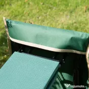 Outsunny Bancă de grădină 2 în 1 cu protecție pentru genunchi, pernuțe din spumă EVA și geantă pentru depozitare, 58x28x49 cm, Verde