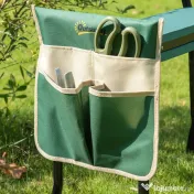 Outsunny Bancă de grădină 2 în 1 cu protecție pentru genunchi, pernuțe din spumă EVA și geantă pentru depozitare, 58x28x49 cm, Verde