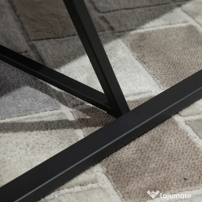 Fotoliu Stil Industrial Matlasat cu Nasturi, Mobilier Modern Fotoliu scaun din metal si PU, 62x74x78cm Maro HOMCOM | Aosom RO