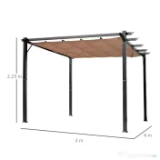 Outsunny Foisor Pergola de Gradina 3X4m Prelata Culisanta in Poliester Impermeabil si Schelet in Aluminiu | Aosom Romania 