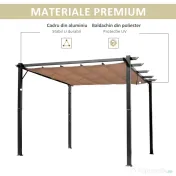 Outsunny Foisor Pergola de Gradina 3X4m Prelata Culisanta in Poliester Impermeabil si Schelet in Aluminiu | Aosom Romania 
