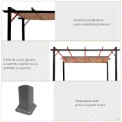 Outsunny Foisor Pergola de Gradina 3X4m Prelata Culisanta in Poliester Impermeabil si Schelet in Aluminiu | Aosom Romania 