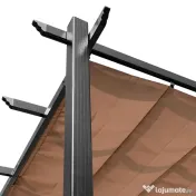 Outsunny Foisor Pergola de Gradina 3X4m Prelata Culisanta in Poliester Impermeabil si Schelet in Aluminiu | Aosom Romania 