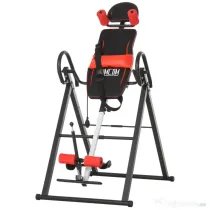 HOMCOM Bancă de Inversie cu Înălțime Reglabilă și Tetieră, Bancă Inversă din Oțel și Plastic, 79x114x153 cm, Negru | Aosom Romania