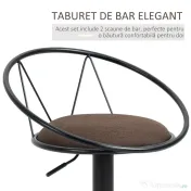 Set 2 scaune bar cu rotire de 360 de grade si suport pentru picioare 51x46x78-100cm HOMCOM | Aosom Romania