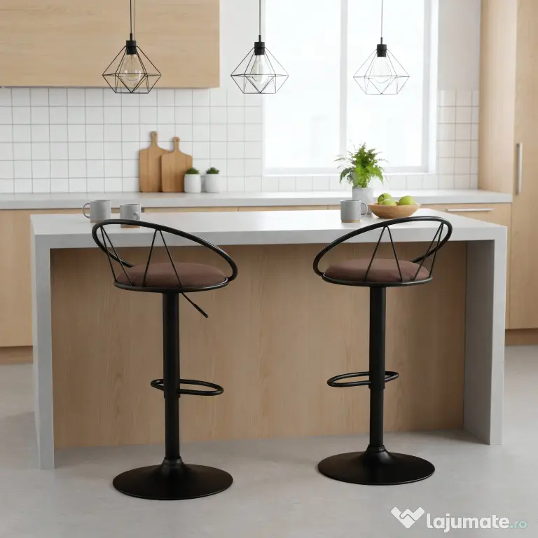Set 2 scaune bar cu rotire de 360 de grade si suport pentru picioare 51x46x78-100cm HOMCOM | Aosom Romania