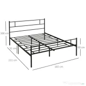 Homcom Pat Metalic 160×200 cm – Cadru cu sipci & Tablie Integrate