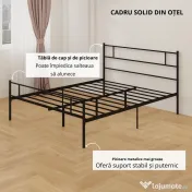 Homcom Pat Metalic 160×200 cm – Cadru cu sipci & Tablie Integrate