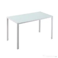 HOMCOM Masă Dreptunghiulară pentru 4 Persoane din Metal și Sticlă Securizată, 120x60x75 cm, Alb | Aosom Romania