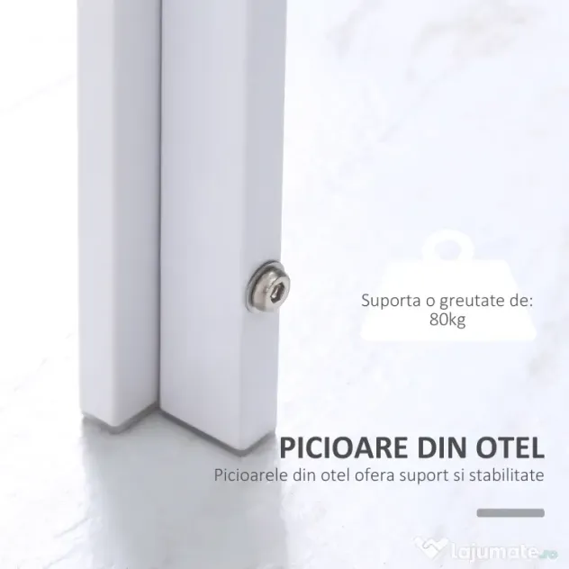 HOMCOM Masă Dreptunghiulară pentru 4 Persoane din Metal și Sticlă Securizată, 120x60x75 cm, Alb | Aosom Romania
