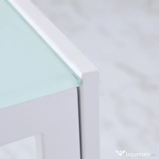 HOMCOM Masă Dreptunghiulară pentru 4 Persoane din Metal și Sticlă Securizată, 120x60x75 cm, Alb | Aosom Romania