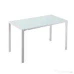 HOMCOM Masă Dreptunghiulară pentru 4 Persoane din Metal și Sticlă Securizată, 120x60x75 cm, Alb