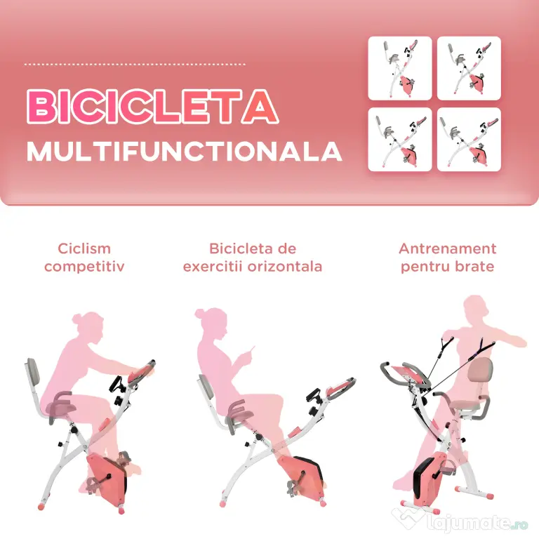 Bicicleta pliabila 2 in 1, bicicleta fitness, bicicleta pentru sport 97x51x115cm HOMCOM | Aosom Romania