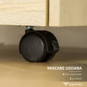 Vinsetto Fiset pentru Birou din Lemn cu 4 Sertare, Dulap pentru Birou cu Roti si Margini Inaltate, 40x36x65cm, Lemn Natur 