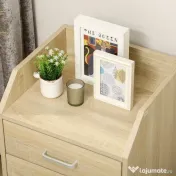 Vinsetto Fiset pentru Birou din Lemn cu 4 Sertare, Dulap pentru Birou cu Roti si Margini Inaltate, 40x36x65cm, Lemn Natur 