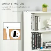 Biblioteca Moderna HOMCOM 4 Etajere cu Dulapior din Lemn cu 2 Usi, Mobilier Multifunctional pentru Living si Birou 59x29x180cm, Alba | Aosom Romania 