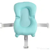 HOMCOM Cadă Pliabilă cu Suport Ajustabil Antiderapant, 80x53.9x20.8cm, Albastru Deschis/Verde, pentru Bebeluși 0-3 Ani | Aosom Romania