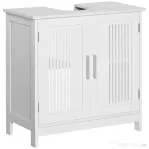 kleankin Dulapior de Baie sub Lavoar cu 2 Usi din MDF cu Economisire de Spatiu cu Etajere Reglabile 60x30x60cm Alb