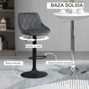 HOMCOM Scaun bar Reglabile in Inaltime cu Spatar, Greutate Suportata 120kg,51.5x48x83-104cm, gri | Aosom Romania