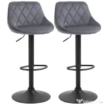 HomCom set 2 scaune bar, 51.5x48x83-104cm, gri