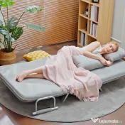 HOMCOM Canapea Pat de 2 Locuri cu Spătar Reglabil pe 5 Nivele, Canapea Pat Pliabilă cu 2 Perne, 105x80x78 cm, Gri Deschis