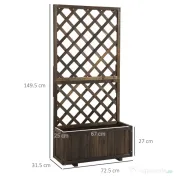 Outsunny Jardinieră de Exterior cu Spalier, Grilaj pentru Plante Cățărătoare și Ghiveci, 72.5x31.5x149.5 cm, Lemn Natural | Aosom Romania 